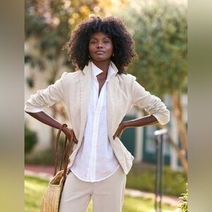 Frank & Eileen Dublin Tailored Blazer Italian Performance Linen Shade Cement
